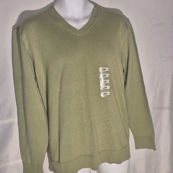 KENNETH COLE REACTION V-Neck cotton sweater, green in size Large NWT - Picture 11 of 16